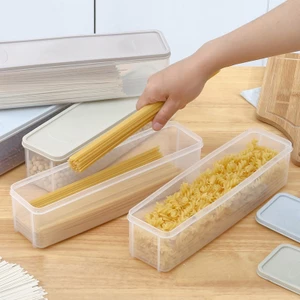 Hộp nhựa hình chữ nhật đựng mì ý / trứng / trái cây có nắp đậy để tủ lạnh tiện lợi 1.3L