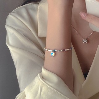 MEOWU Vòng Tay Trái Tim Silver Nhiều Màu Sắc Phong Cách Hàn Quốc