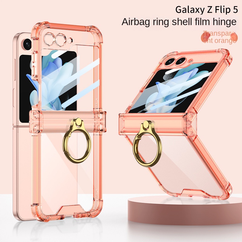 Ốp điện thoại vòng trục quay mạ điện cho Samsung Galaxy Z Flip 5 4 6 5G Flip5 Flip4 Flip6 5G Vỏ trong suốt chống sốc
