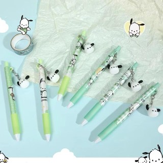 MEOWU Viết Bút Bi Nước Mực Màu Đen Bé Cún Pochacco Xanh Lá Dễ Thương