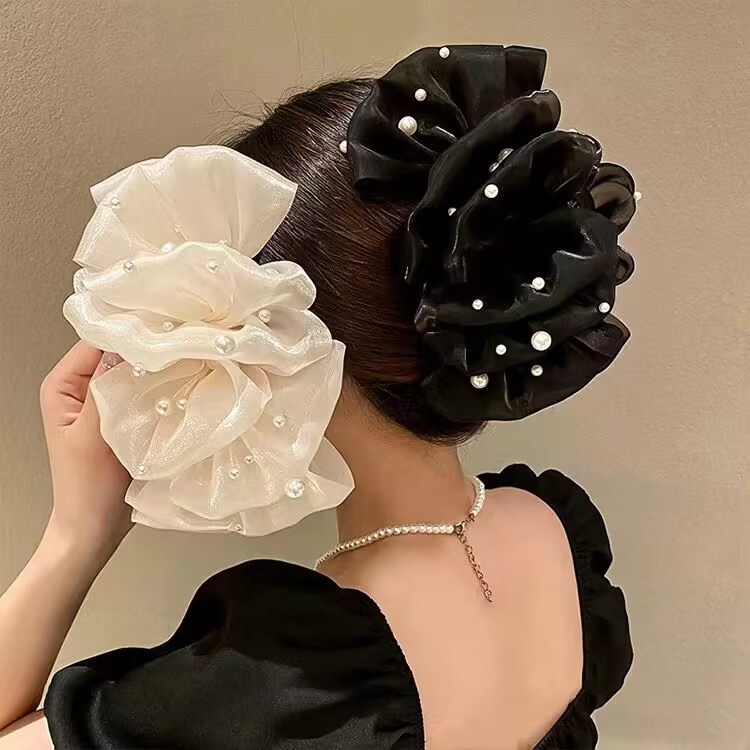 Kẹp Tóc Đám Mây Voan Đính Hạt Ngọc Phong Cách Retro Thanh Lịch Phụ Kiện Tóc Nữ Và Bé Gái Empoli