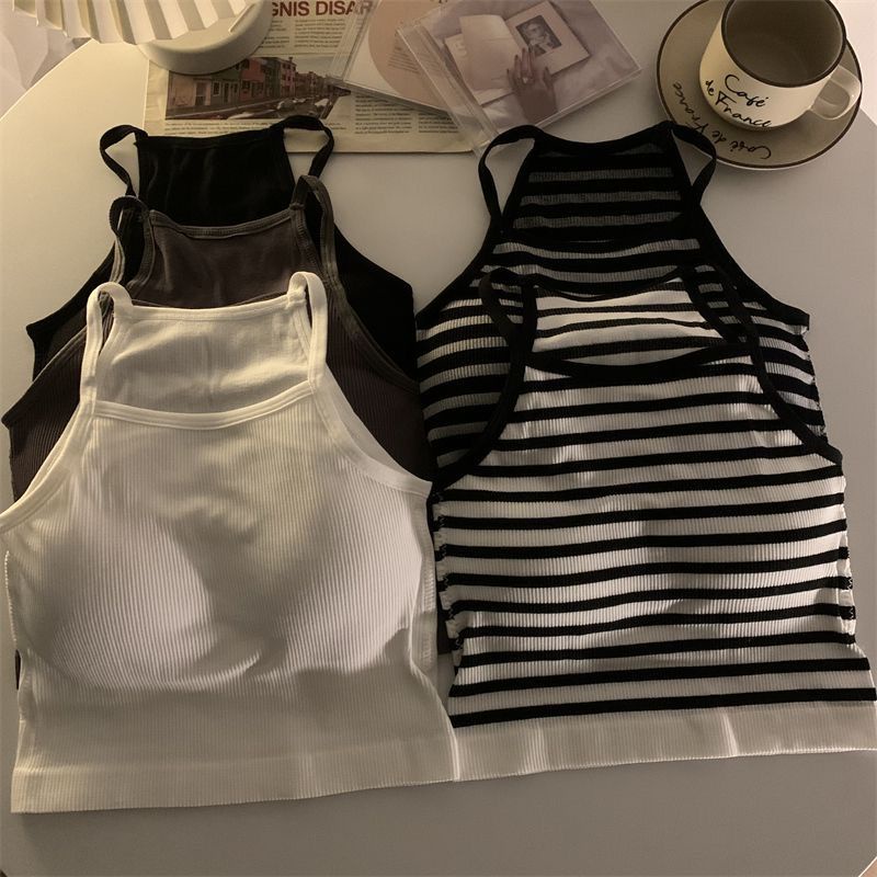Milyfashion Áo Hai Dây Có Đệm Ngực Họa Tiết Kẻ Sọc Thời Trang Mới Phù Hợp Với Nữ
