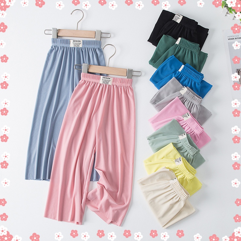 Bé Gái Quần Ống Rộng Bloomers Drap Cảm Giác Phụ Nữ Cha Mẹ-Con Mặc Mỏng Lắc Quần Ren Quần Chống Muỗi 100-