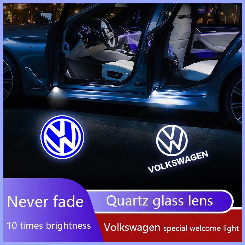 2 Đèn LED Chiếu Logo Gắn Cửa Xe Hơi Volkswagen Touareg Teramont CC Golf Sagitar New Passat Touran Tuguan