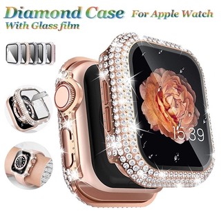 Ốp Bảo Vệ Mặt Đồng Hồ Thông Minh Kèm Kính Cường Lực Dành Cho Apple Watch 45 41 44 42 40 38 MM iWatch Series 7 6 SE 5 4 3 2