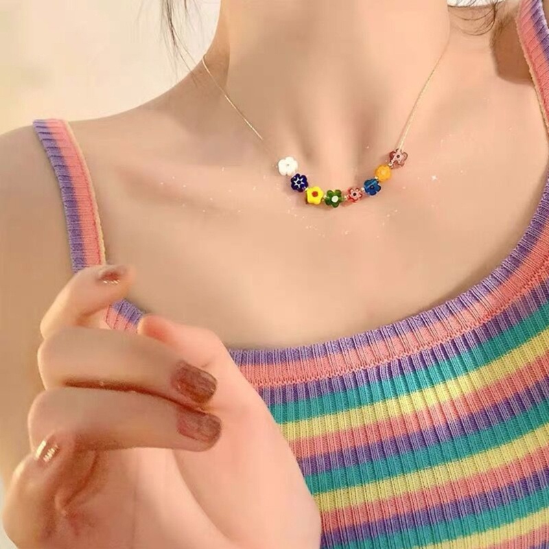 Vòng cổ Mạ Vàng / Bạc Mặt Hoa Nhiều Màu Thời Trang Cho Nữ y2k