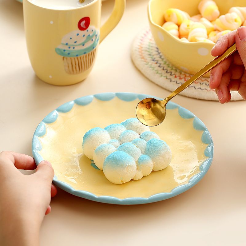 Đĩa Sứ Đựng Thức Ăn Tráng Miệng Kiểu Hàn Quốc Sáng Tạo