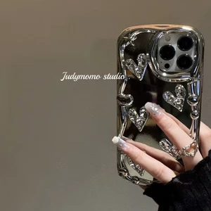 Ốp Điện Thoại Tráng Gương Mạ Điện Hình Trái Tim Ba Chiều Cho Iphone 14promax 13 13promax 12 11 7 / 8Plus Xsmax