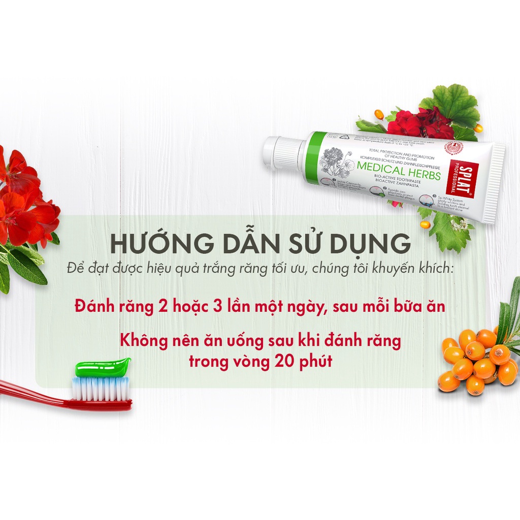 Mô tả Kem Đánh Răng SPLAT Medical Herbs Professional series chứa nhiều tinh chất bảo vệ nướu và đánh bóng men răng 20ml. - 4