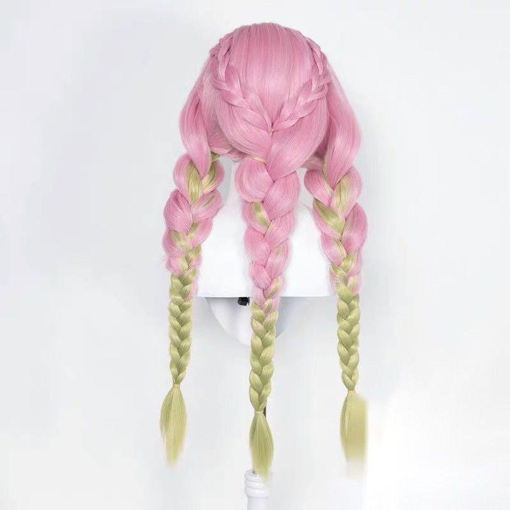 Bộ tóc giả Cosplay diệt quỷ SIMPLEAID, Long Demon Slayer Kimetsu no Yaiba, Chất lượng cao chịu nhiệt tổng hợp Mitsuri Kanroji Đảng