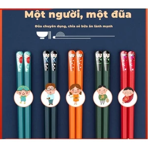 Set 5 đôi đũa kiểu nhật bằng sợi thủy tinh chống trượt phân chia thanh viên gia đình độc đáo 24.3cm