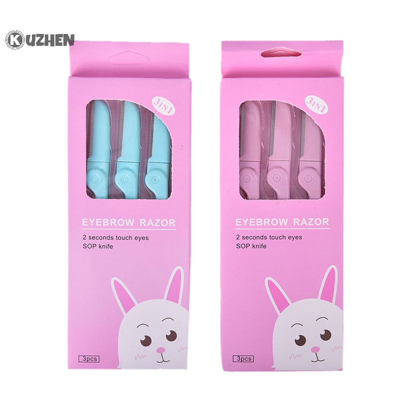 Kuzhen Bộ 3 Dao Cạo Lông Mày / Lông Mặt / Mắt Đa Năng