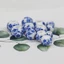 GUSTAVA 100 Hạt Sứ, Hạt Sứ 10 Mm, Gốm Sứ Handmade Xanh Trắng 100 Chiếc Miếng Đệm Hạt DIY Đính Hạt Thủ Công