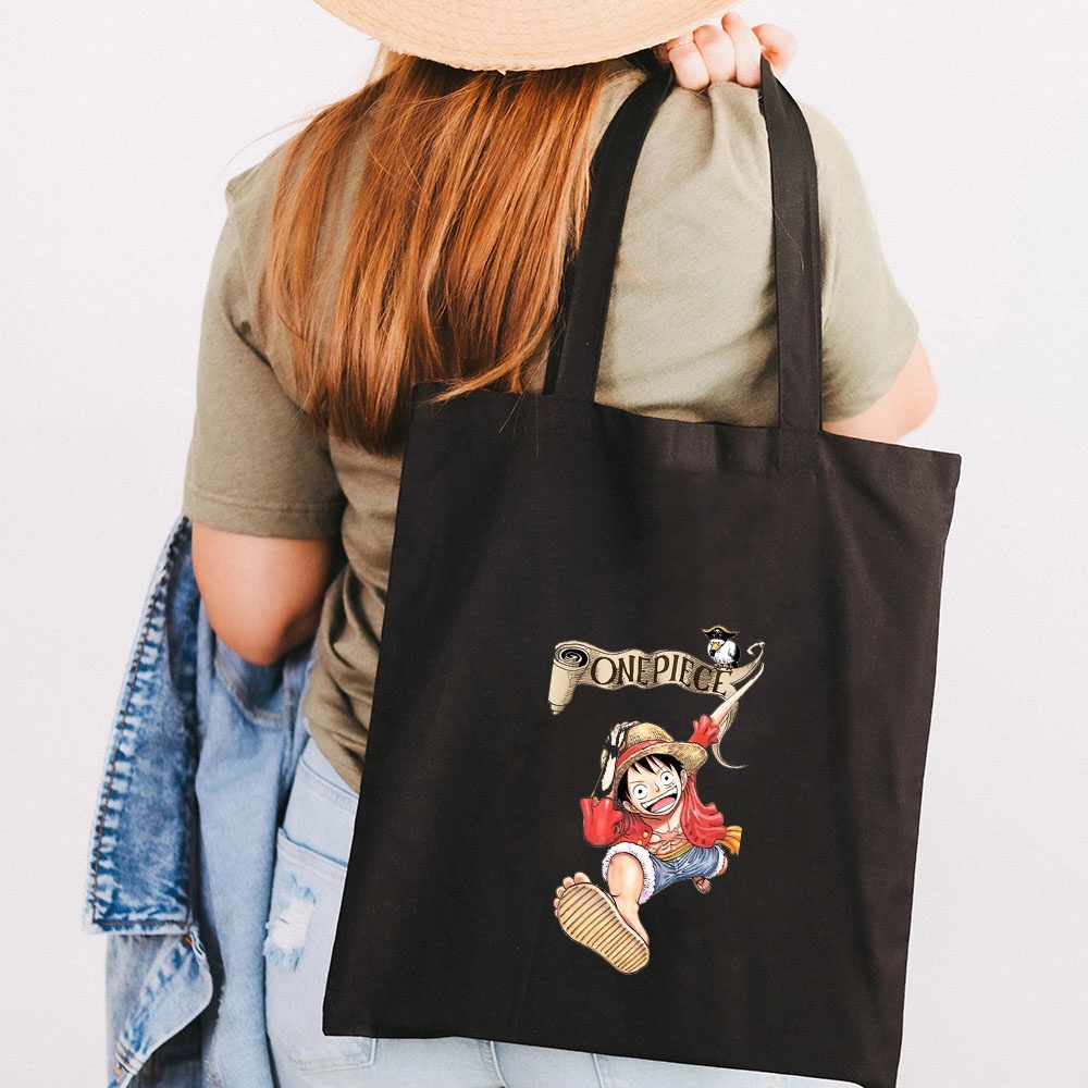 Dễ Thương Túi tote Đeo Vai Vải canvas In Hình monkey d luffy Rronoa zoro one piece Có Thể Tái Sử Dụng Cho Nữ
