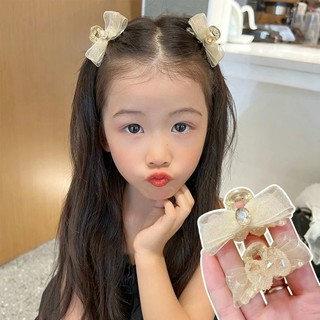 Kẹp Tóc Vải Lưới Đính Nơ In Họa Tiết Gấu Dễ Thương Cho Bé Gái