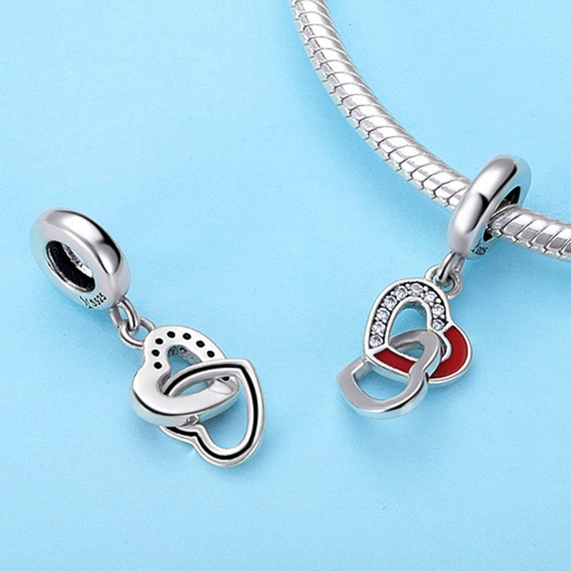 Bamoer Bạc Sterling 925 Hạt Các Loại Mutiple Hình Trái Tim DIY Phụ Kiện Cho Vòng Tay