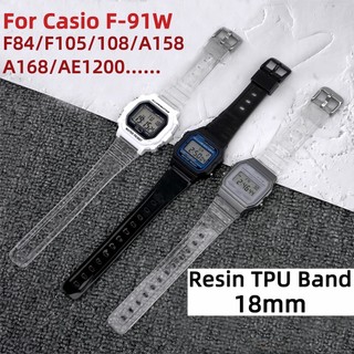 Dây Đeo Thay Thế Bằng TPU Silicone Trong Suốt Chống Nước Cho Casio F 91W F84 F105 108 A158 168 Casio AE 1200