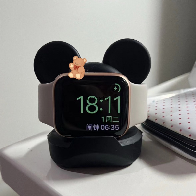 Đế Sạc Bằng Silicone Màu Trơn Cho Apple Watch Ultra 49mm 8 7 6 5 4 iWatch Series 3 2 1 SE