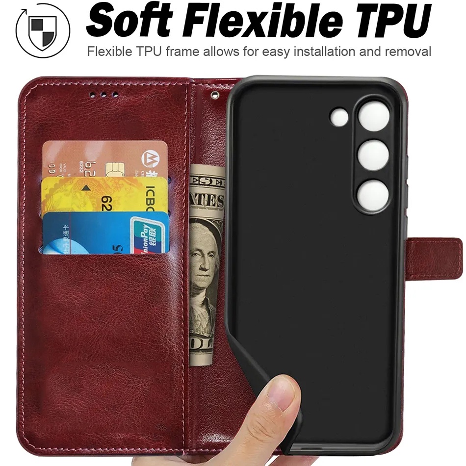 Ốp Lưng Điện Thoại Dạng Ví Da Lật Dành Cho Samsung Galaxy A24 A34 A54 A14 M14 M54 5G 4G S23 S22 Ultra Plus 5G A04 A04E A04S