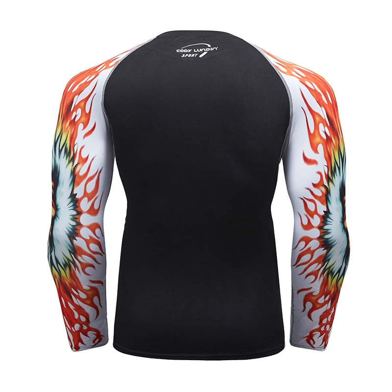 Áo Thun Thể Thao Tay Dài UPF 50 + BJJ Jiu Jitsu Rashguard Phong Cách Punk Cho Nam