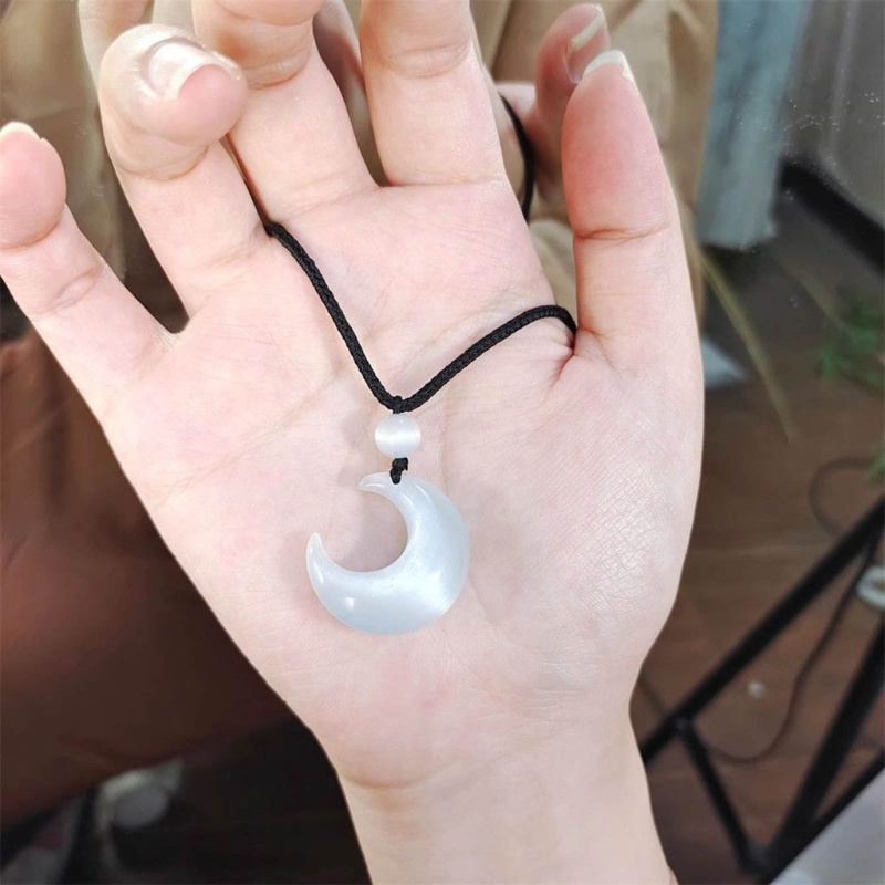 Elega Mặt Trăng Mặt Dây Chuyền Vòng Cổ Mắt Mèo Mặt Trăng Quyến Rũ Vòng Cổ Phong Cách Trung Hoa Xương Đòn Dây Cotton Áo Len Vòng Cổ Jewelr