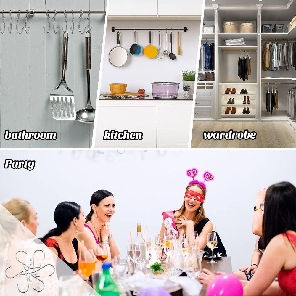 UMITY 80 chiếc Móc hình chữ S, Kẹp móc kim loại hình chữ S bằng thép không gỉ 4,5cm / 1,77 inch, Không dễ dàng chuyển đổi Móc treo kim loại bằng thép không gỉ màu bạc Đèn nhà bếp