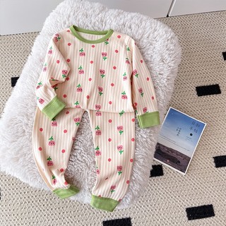 Hàng Mới Về 0-15Years Cao Cấp Trẻ Em 100% Cotton Nguyên Chất Bộ Đồ Ngủ Hoạt Hình Jacquard Giữ Ấm Đồ Ngủ