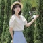 Áo Kiểu Tay Phồng Ngắn Họa Tiết Hoa Ngọt Ngào Thời Trang Mùa Hè Cho Nữ áo kiểu ren