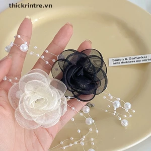 Vòng Cổ Choker Họa Tiết Hoa Đính Ngọc Trai Trắng Đen Lãng Mạn Thời Trang Mùa Hè Cho Nữ VN