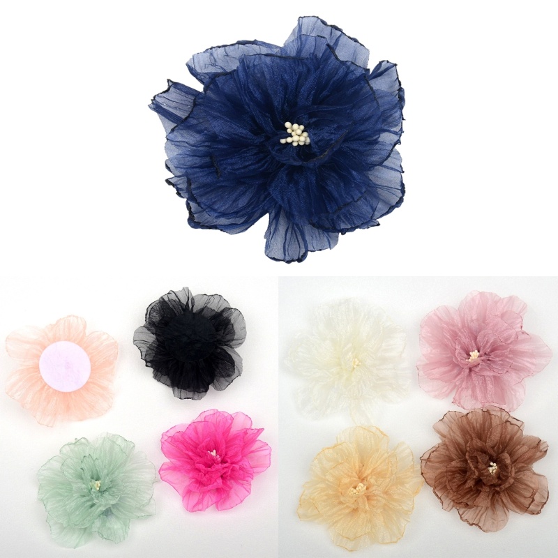 [SUIT] Organza-hoa đốt cạnh handmade DIY 3D, phụ kiện tóc/quần áo trang trí