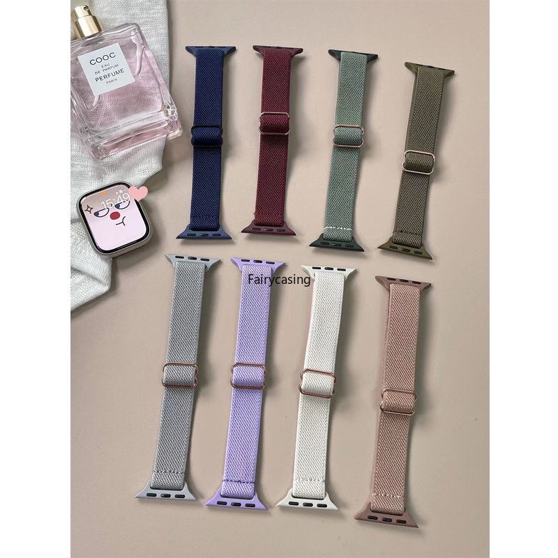 Khóa trượt Dây Nylon cho Apple Watch Band 49mm Ultra 44mm 45mm 42mm 4 3 2 1 Vòng đeo tay đồng hồ thông minh eo nhỏ iWatch Series 11 10 9 8 7 6 5 SE 8 40mm 41mm 38mm