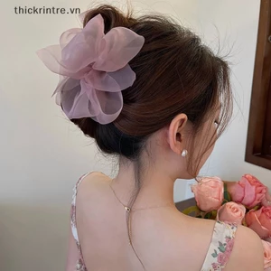 THI Mới Lưới Nơ Kẹp Nữ Đuôi Ngựa Bím Tóc Vuốt Kẹp Thanh Lịch Cô Gái Phụ Kiện Tóc Quà Tặng Mũ Đội Đầu VN