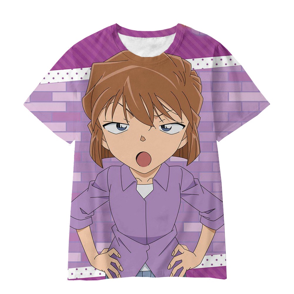 Áo thun unisex anime hình 3D Conan và Haibara Ai - Size đa dạng, chất lượng cao cho mọi ngày