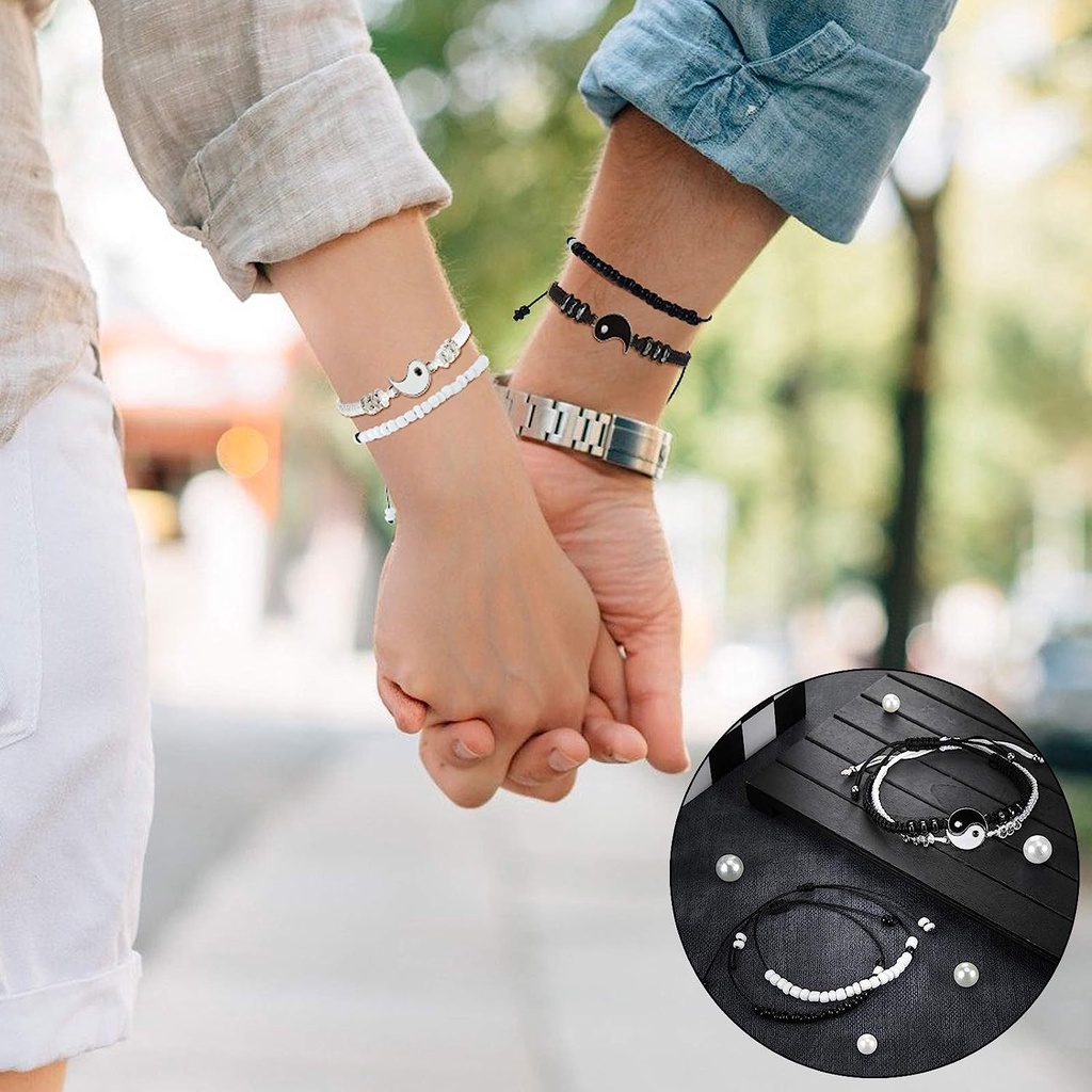 Vòng Tay Âm Dương 2 Lớp Tùy Chỉnh Thời Trang Cho Bạn Trai / Bạn Gái