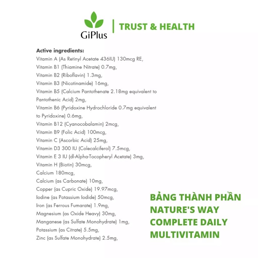 Vitamin tổng hợp và tảo biển Úc, Tảo xoắn Multivitamin Nature's way 200 viên