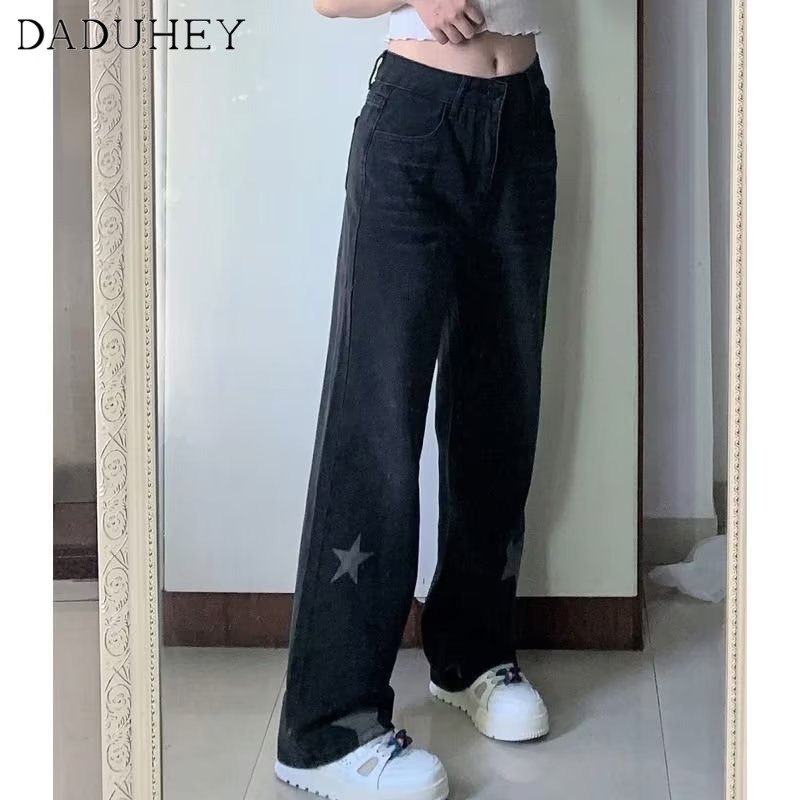 Ảnh DaDuHey New American Ins High Street Star Jeans Niche High Waist Loose Wide Leg Pants Large Size Trousers 3
