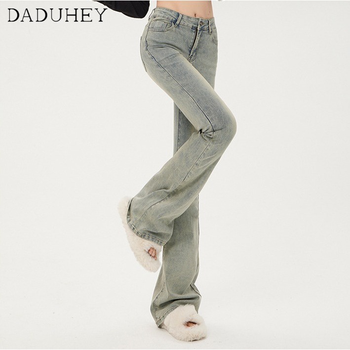 Ảnh Quần jean DADUHEYlưng cao ống loe retro thời trang phong cách Hàn Quốc cho nữ 3