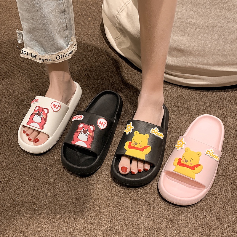 ST2 Lotso gấu dâu Winnie the Pooh Dép Đáy dày dành cho Nữ Cô Gái Nhà Hoạt Hình Thường Ngày Sáng Tạo Không Sli T