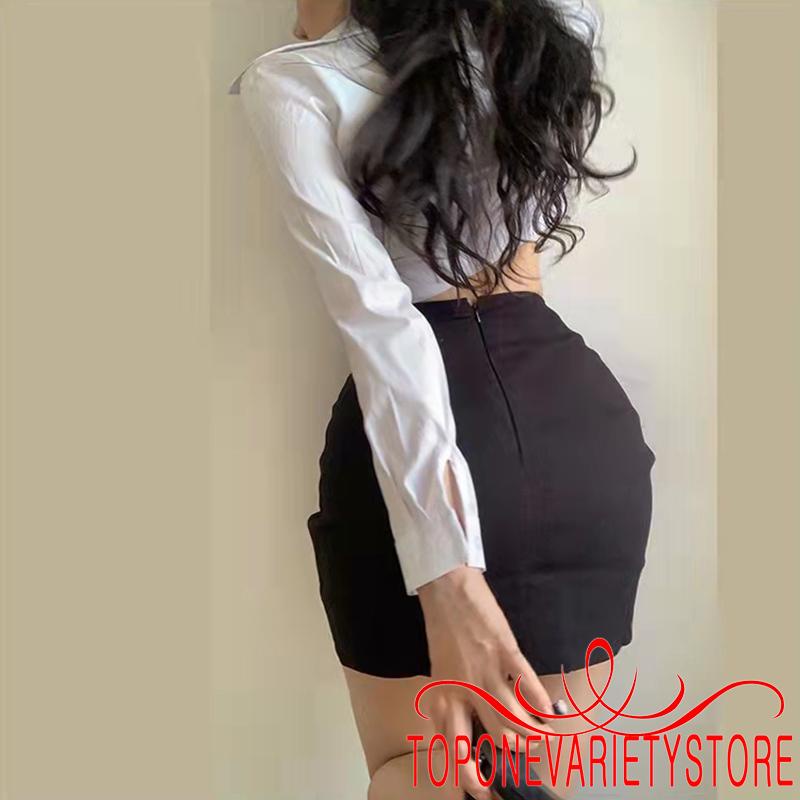 Topone-nữ Áo Dài Tay Màu Trơn Nút Thường Ngày Xuân Thu Mùa Hè Đường Phố Đảng Crop Top