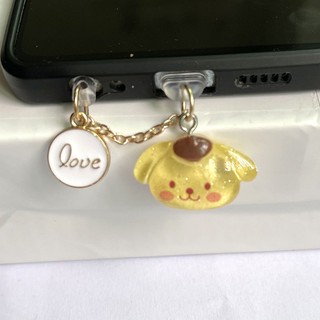 Mặt Dây Cáp Sạc Điện Thoại Di Động / Tai Nghe / Dây Cáp Sạc Chống Bụi Màu Trong Mờ Chống Bụi Hình Kuromi Corn Dog Melody Pudding Dog Melody Cún Melody diy
