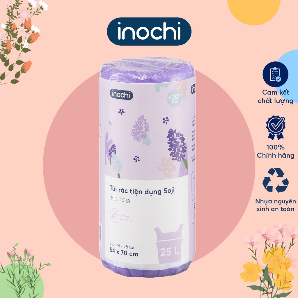 Túi rác tự huỷ sinh học Inochi có quai tiện dụng dạng cuộn nhiều màu ...