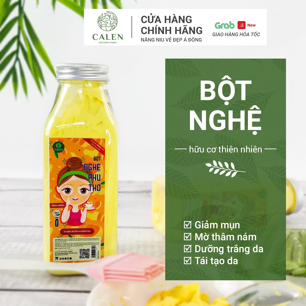 Mặt nạ nghệ, bột nghệ đắp mặt dưỡng trắng da Calen Nature Farm