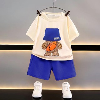 Bé Trai Và Bé Gái Top + Quần Short 2 Bộ Mùa Hè Mới Hàn Quốc Trẻ Em Thường Ngày Thoáng Khí Bộ Gấu Tay Ngắn