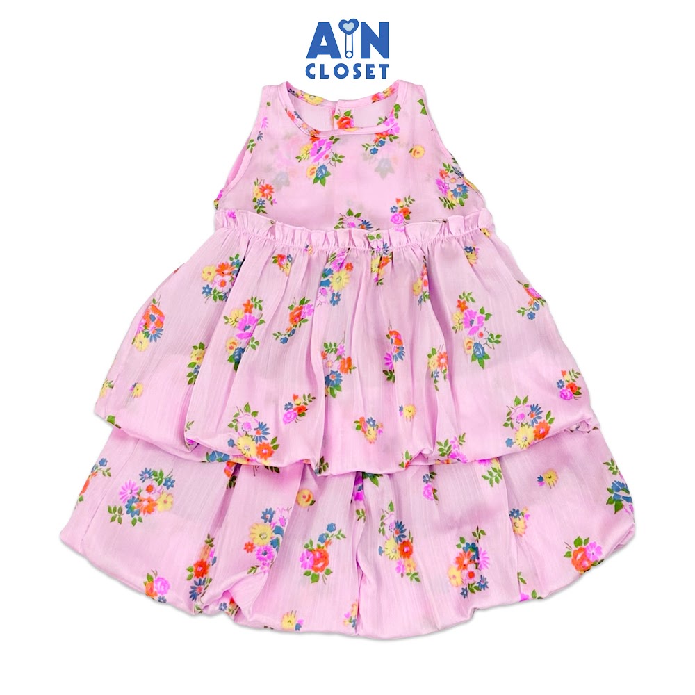 Bộ quần áo Ngắn bé gái họa tiết Hoa Lụa quần bí hồng - AICDBGMZNCVK - AIN Closet