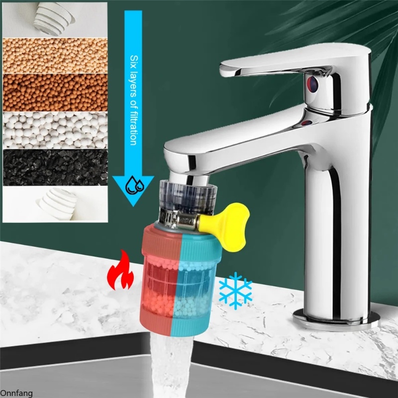 Đầu Lọc Vòi Hoa Sen 6 Lớp Xoay 360 Độ Bằng Than Hoạt Tính Thông Dụng Cho Nhà Bếp