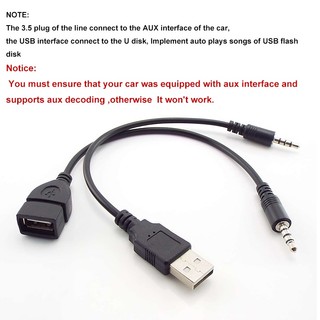 Dây Cáp OTG Chuyển Đổi Âm Thanh Aux 3.5mm Đầu Cắm 3.5mm Sang Cổng Cắm Usb Cho Xe Hơi 20cm