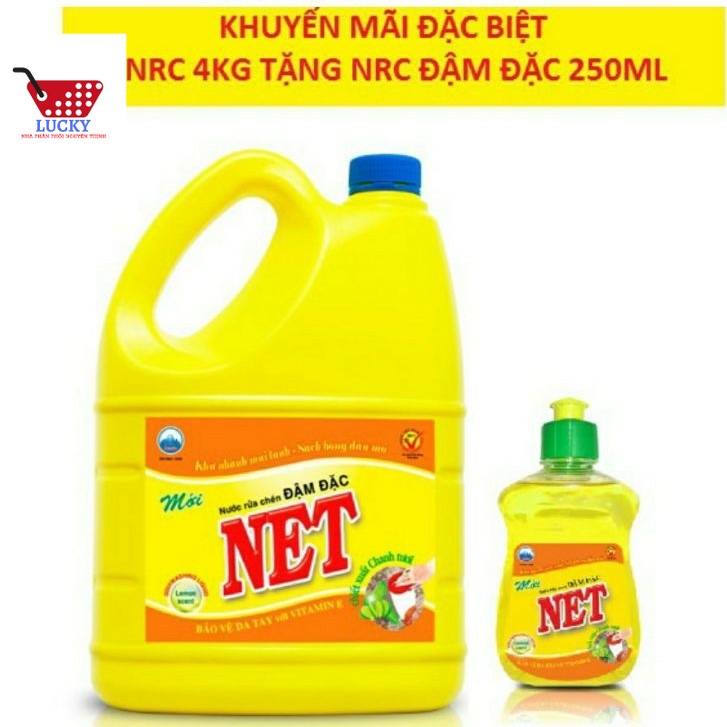 Nước Rửa Chén Net 4kg Đậm đặc HƯơng Chanh- Tặng Chai NRC 250g Đậm Đặc ...