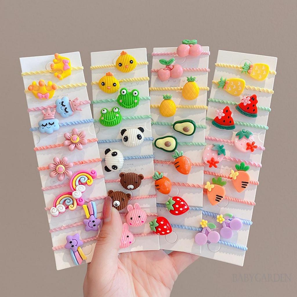Baga-10 cái / gói dây buộc tóc hoạt hình cho bé gái giá đỡ tóc đuôi ngựa liền mạch nhỏ mềm mại dây thun phụ kiện tóc