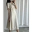 Suxi Phong Cách Hàn Quốc Cổ Chữ V Ôm Vừa V Phối Thắt Lưng Midi Đầm Dài Vừa Tay Ngắn