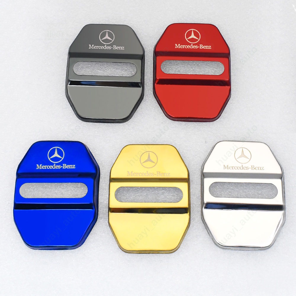 Set 4 ốp bảo vệ khóa cửa ô tô Mercedes-Benz bằng thép không gỉ cho GLE/Sprinter/C-Class/GLC/A-Class/CLA/E-Class/V-Class/GLA